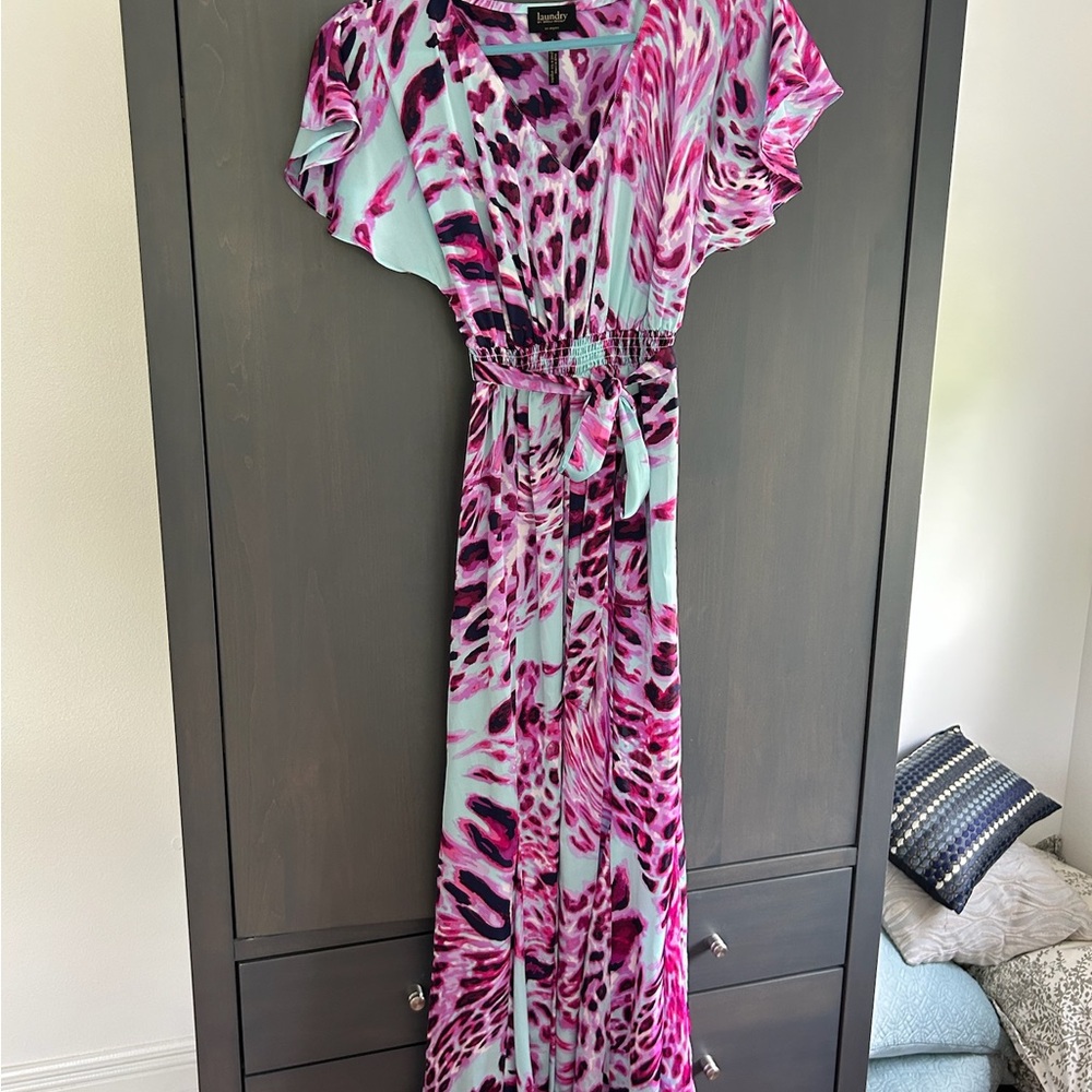 Laundry By Shelli Segal Pink and White Maxi Sundress